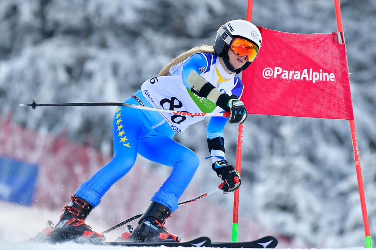 Ilma Kazazic - 2019 Alpine Worlds female Para alpine skier Ilma Kazazic skies round a gate