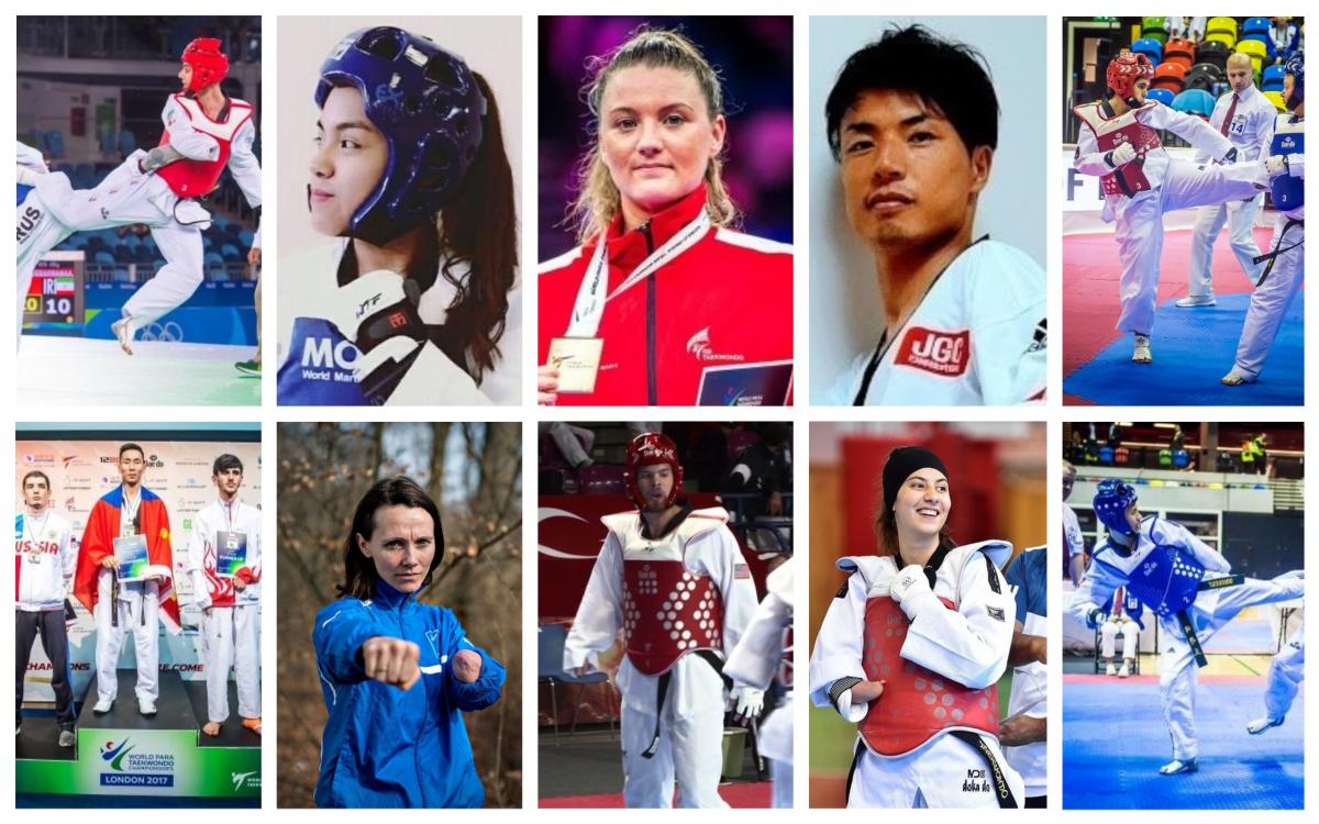 Picture collage of 10 taekwondo fighters