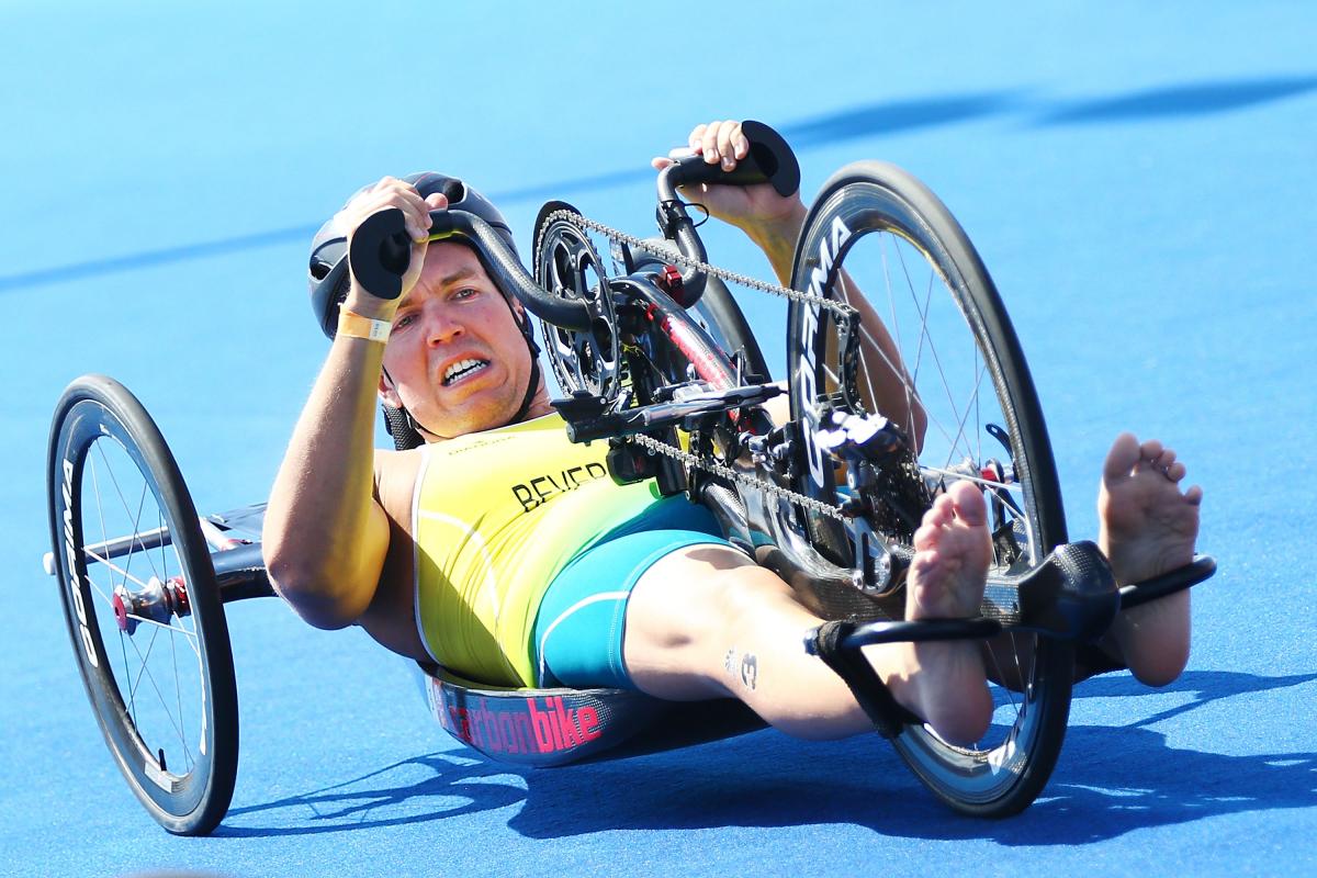 Australia man racing in a handcycle 