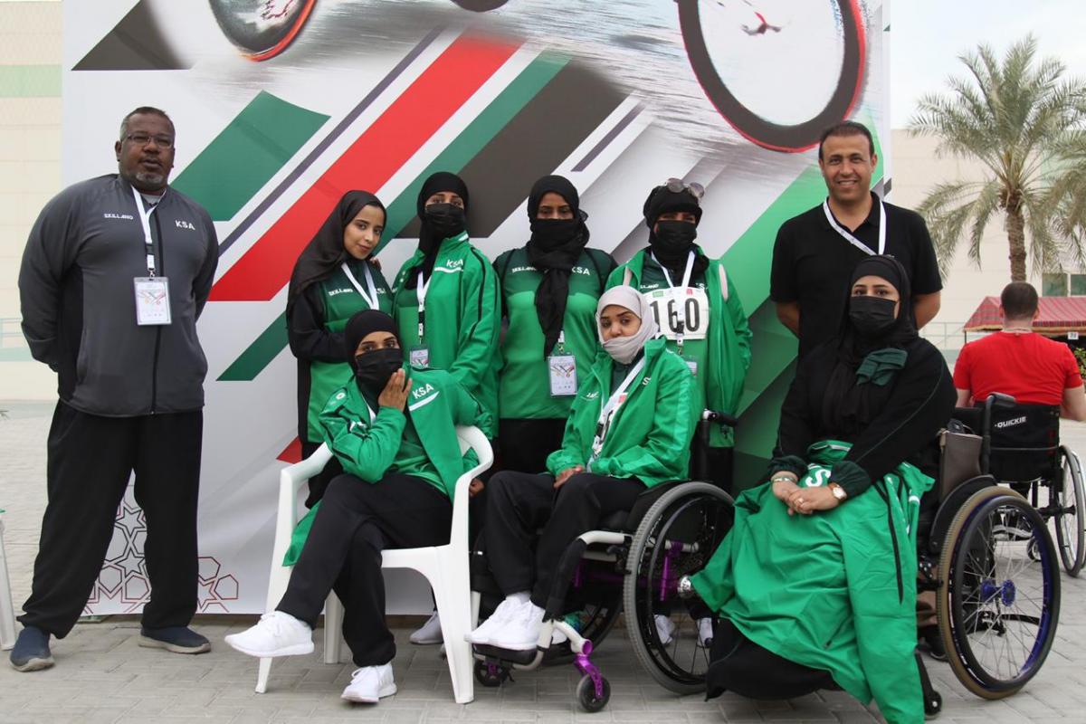 Saudi Arabia - Dubai Grand Prix 2019 a group of female Saudi Arabian Para athletes and their two male coaches