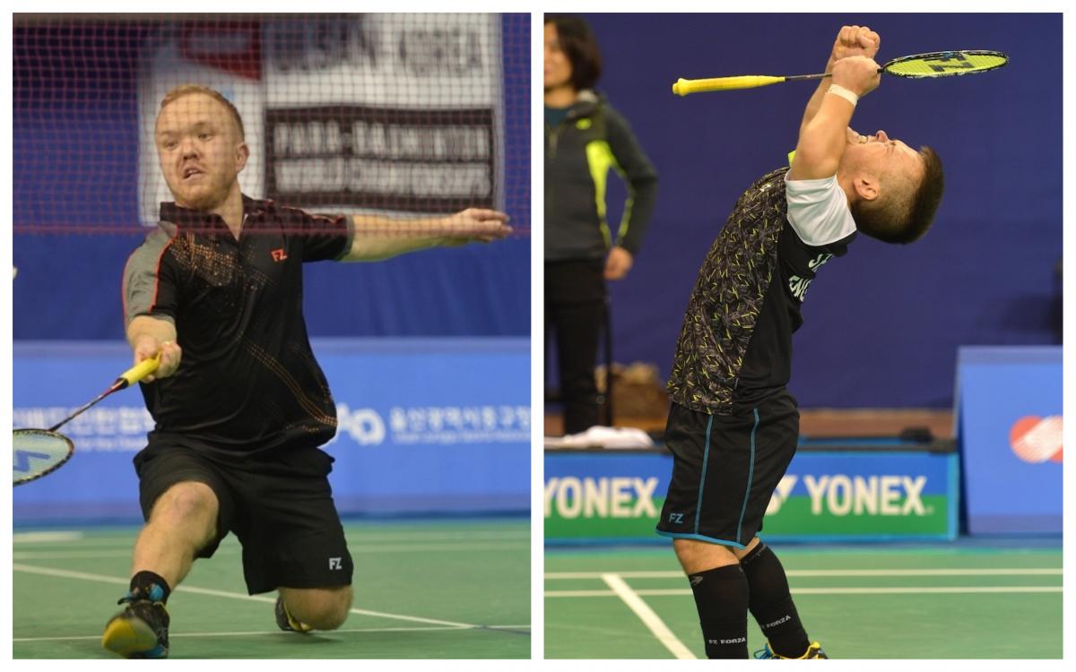 male Para badminton players Jack Shephard and Krysten Coombs
