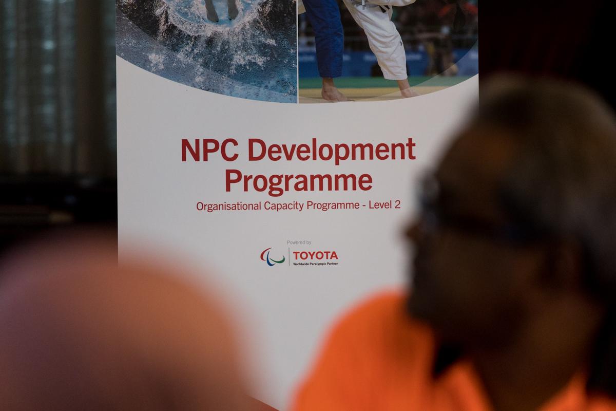 NPC Development Programme Banner of the Agitos Foundation NPC Development Programme displayed during workshop