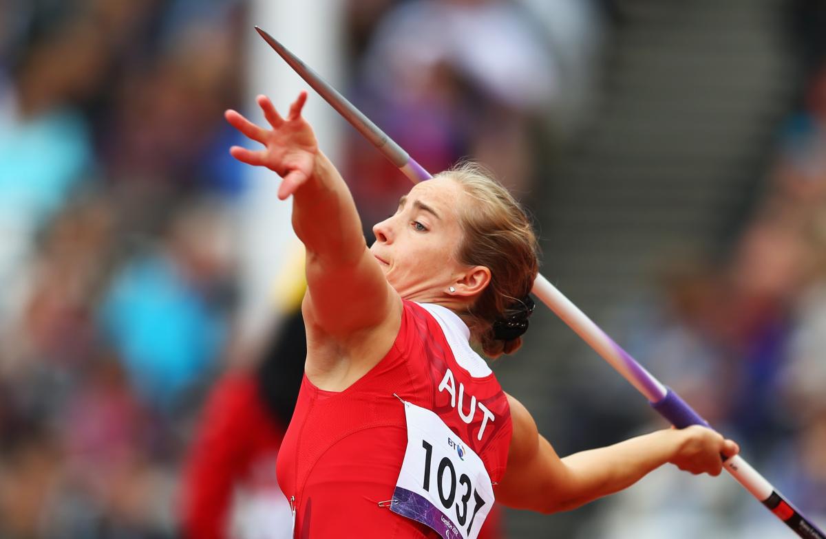 Natalija Eder female Para athlete Natalija Eder throws a javelin