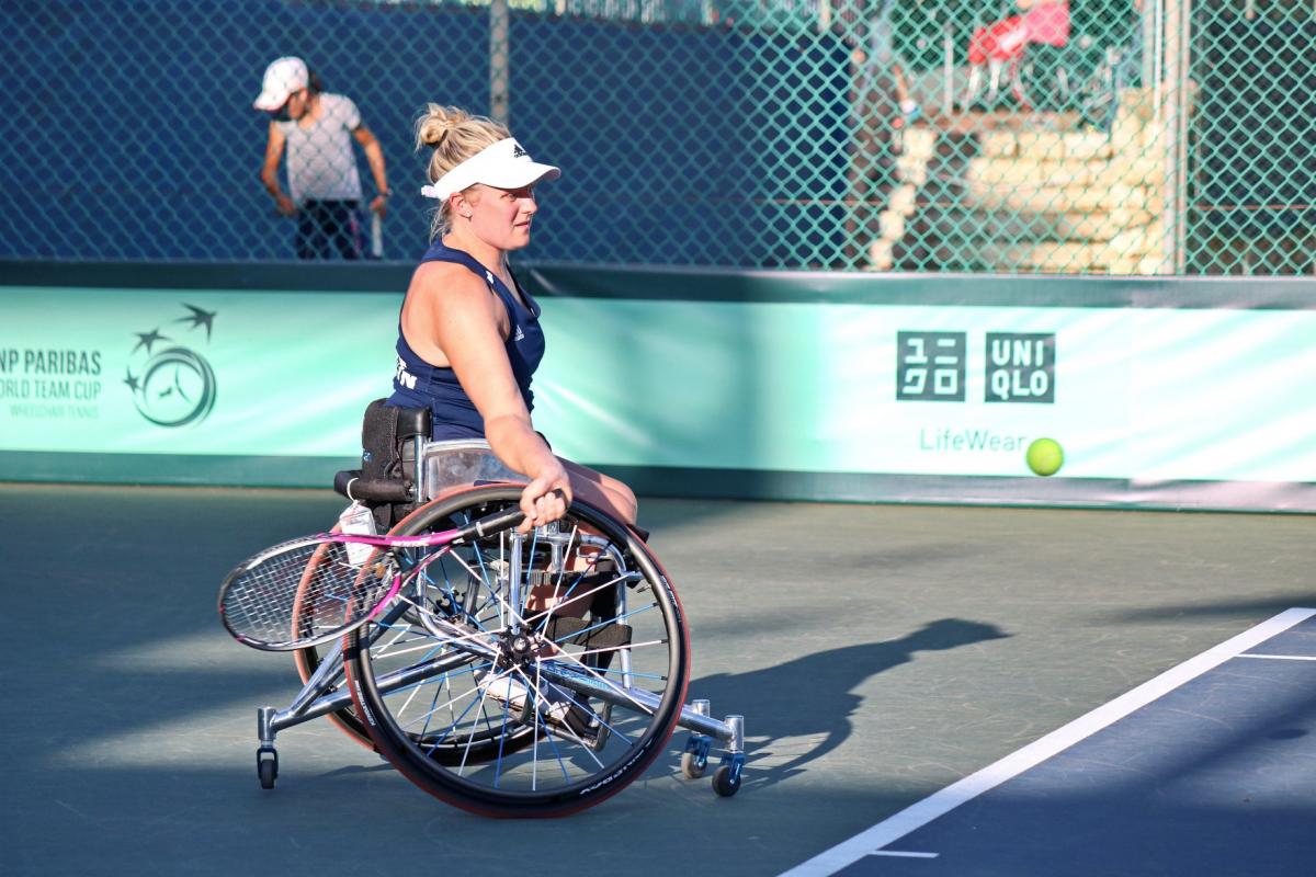 Jordanne Whiley - wheelchair tennis - Great Britain Wheelchair tennis player Jordanne Whiley about to hit the ball