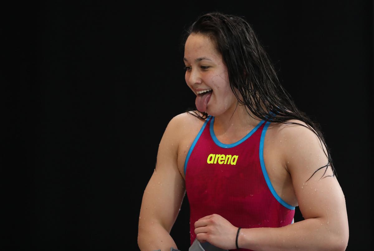 Alice Tai - Great Britain Alice Tai smiles and sticks out her tongue