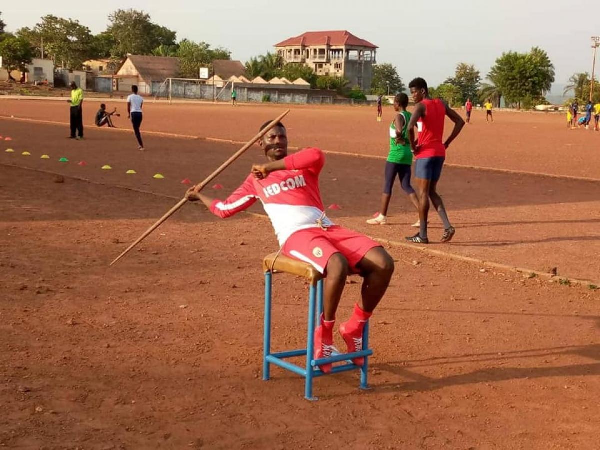 Para athlete Mohamed Karifa Sylla practices javelin throw