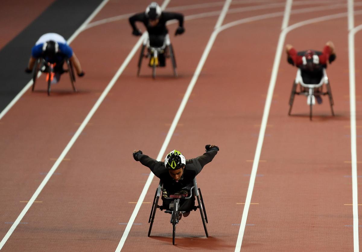 Walid Ktila - Tunisia - London 2017 World Para Athletics Championships A wheelchair racer ahead of three competitors
