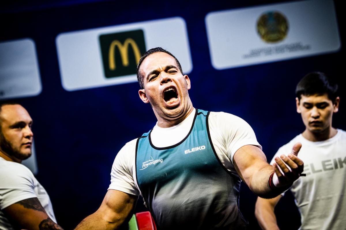 Sherif Osman - Nur-Sultan 2019 Egyptian powerlifter Sherif Osman screams after winning the world title in Nur-Sultan