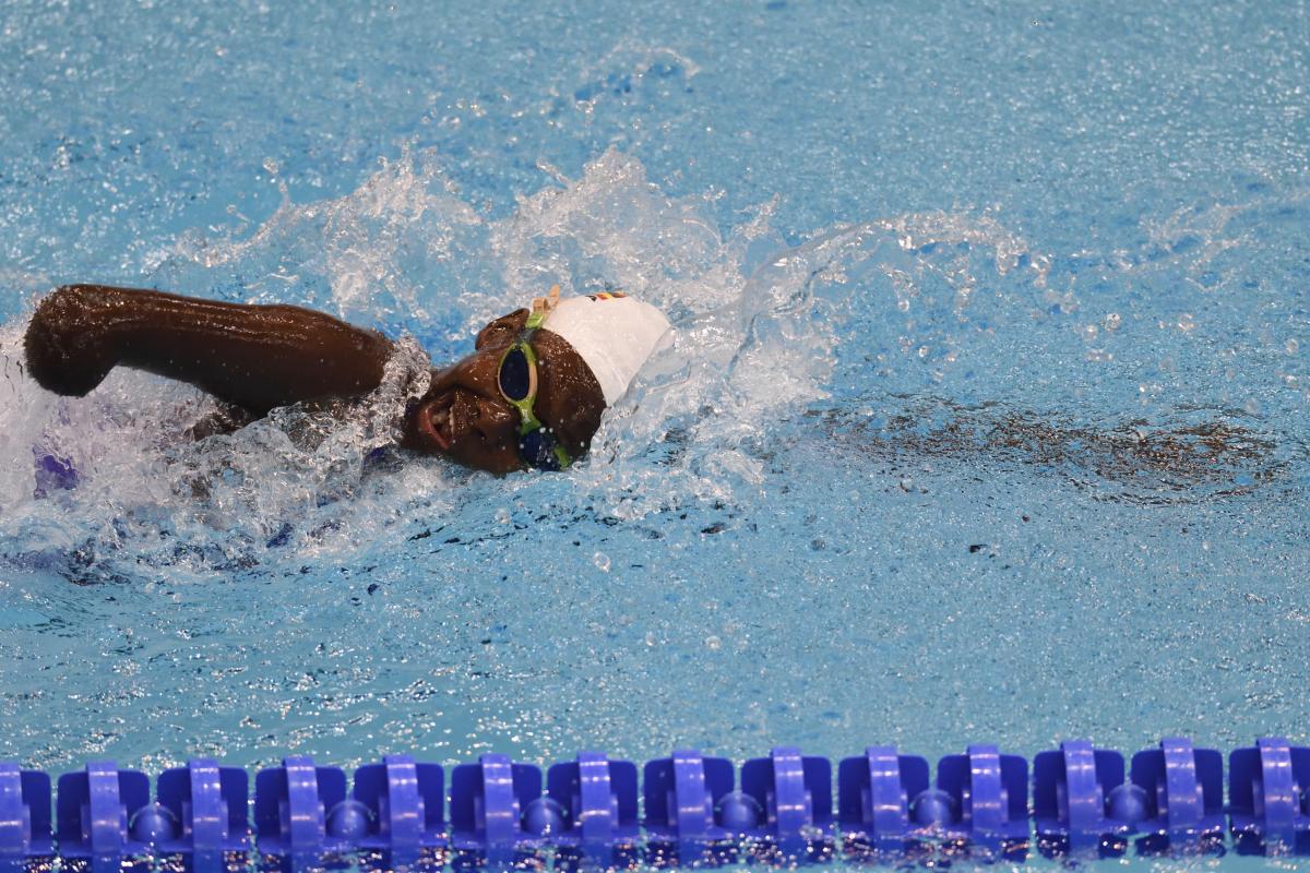 A female swimmer in the pool