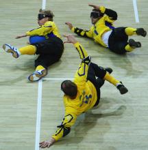 Athletes practicing Goalball.