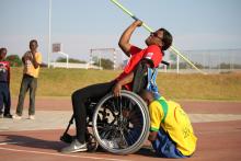 Athlete training at javelin during the IPC development camp in Zambia.