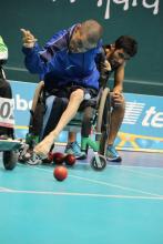 Boccia player at the Parapans