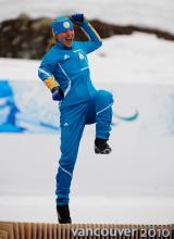 Oleksandra Kononova celebrating her gold medal at the Vancouver 2010 Paralympic Winter Games