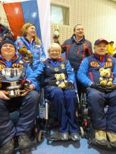 Team Russia Wheelchair Curling celebrating