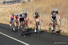 A picture of a group cycling