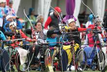 Archers compete at the London 2012 Paralympic Games