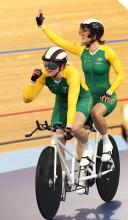 A picture of two women cycling
