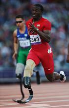 A picture of a man running on a track