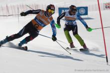 A picture of men skiing on the slopes