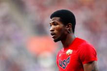 Richard Browne of the United States looks on after the Men's 100m T44 heats on day 7 of the London 2012 Paralympic Games