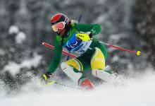 A picture of Australian alpine skier Jessica Gallagher at a slalom event 