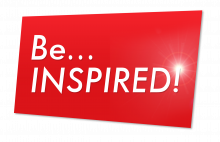 Be inspired logo, white writing on red background