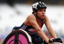 Jade Jones of Great Britain looks on after her race during the Visa London Disability Athletics Challenge LOCOG Test Event for the London 2012 Paralympic Games.