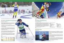Preview of a magazine Paralympian pages 18 and 19 with a stories: IPC Nordic Skiing world championships, IPC Alpine Skiing World Cup and Australian Open.