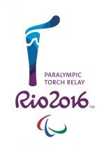 Logo showing a torch and the letters Rio 2016