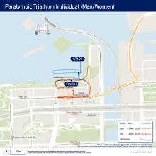 a map of the triathlon course at the Tokyo 2020 Paralympics