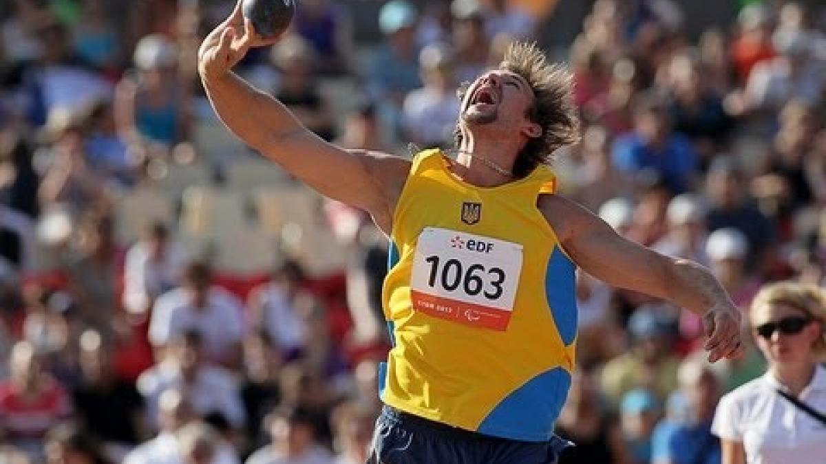 Athletics - Oleksandr Doroshenko - men's shot put F38 final - 2013 IPC Athletics World C...