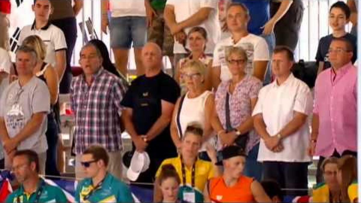 Swimming - women's 100m backstroke S9 medal ceremony - 2013 IPC Swimming World Championships