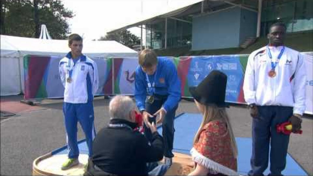 Men's long jump T38 | Victory Ceremony | 2014 IPC Athletics European Championships Swansea