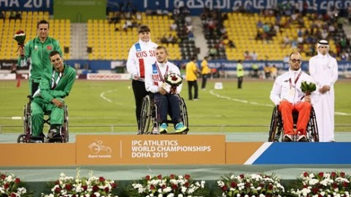 Men's club  throw F32 | Victory Ceremony |  2015 IPC Athletics World Championships Doha