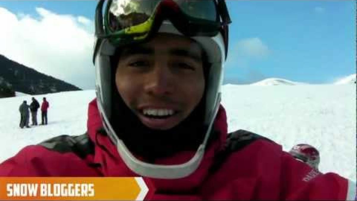 Arley Velasquez on how his sit ski works - Snow Bloggers - 2013 IPC Alpine Skiing Worlds