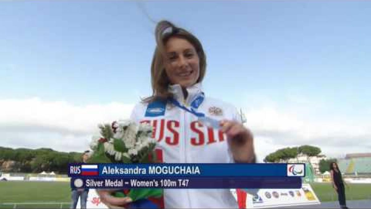 Women's 100 m T47 | Victory Ceremony | 2016 IPC Athletics European Championships Grosseto