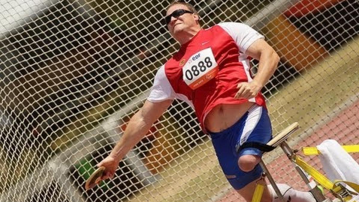 Athletics - Derek Derenalagi - Men's discus throw F57/58 final - 2013 IPC Athletics World C...