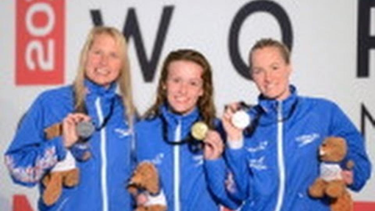 Swimming - medal ceremony women's 200m individual medley SM9 - 2013 IPC Swimming Worlds