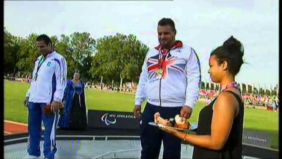 Athletics - men's discus throw F42 Medal Ceremony - 2013 IPC Athletics World Championships, Lyon