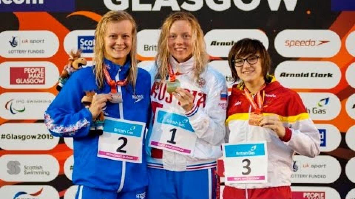 Women's 100m Backstroke S12 | Victory Ceremony | 2015 IPC Swimming World Championships Glasgow