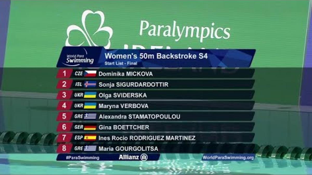 Women's 50m Backstroke S4 Final | Dublin 2018