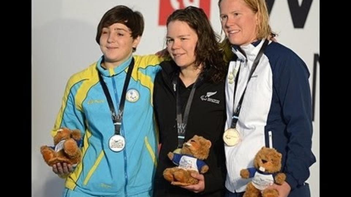 Swimming - women's 100m butterfly S11 medal ceremony - 2013 IPC Swimming World Championships