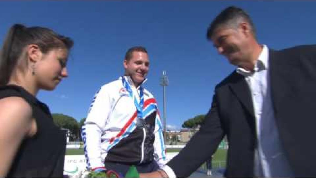 Men's discus throw F42 | Victory Ceremony | 2016 IPC Athletics European Championships Grosseto