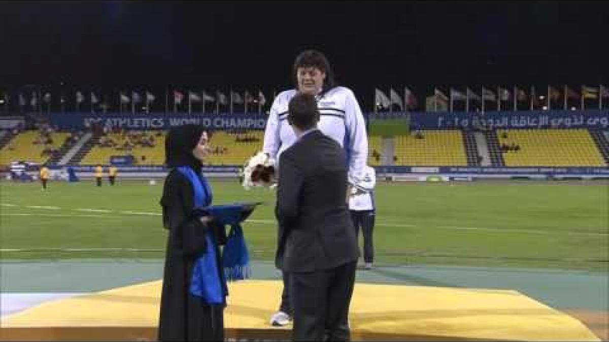 Women's shot put F12 | Victory Ceremony |  2015 IPC Athletics World Championships Doha