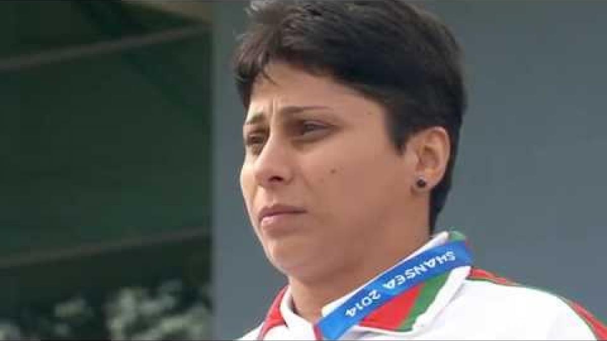 Women's discus F57 | Victory Ceremony | 2014 IPC Athletics European Championships Swansea
