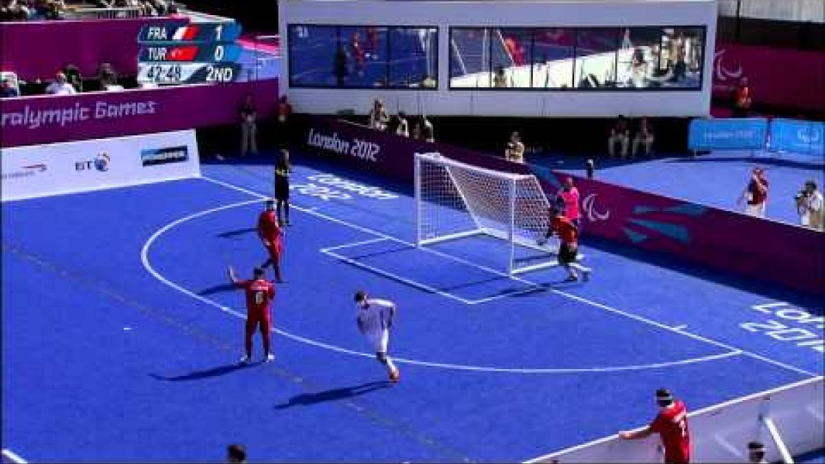 Football 5-a-side FRA vs TUR - 2nd half - Men's Team - B1 Prelims -London 2012 Paralympic Games