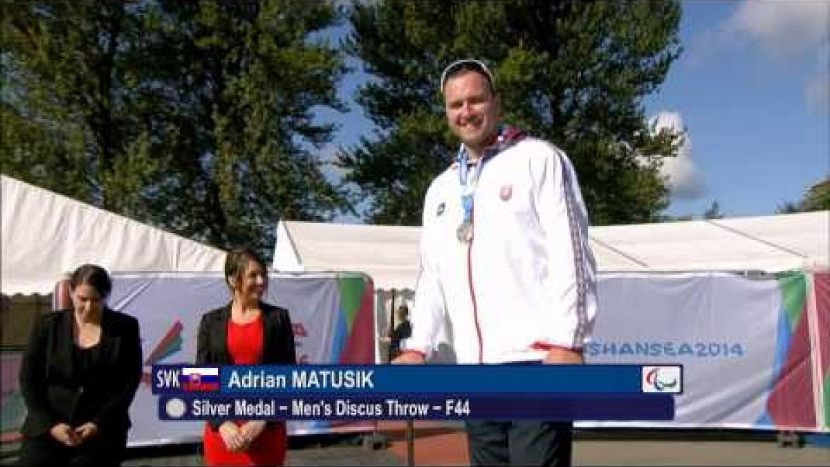 Men's discus F44 | Victory Ceremony | 2014 IPC Athletics European Championships Swansea