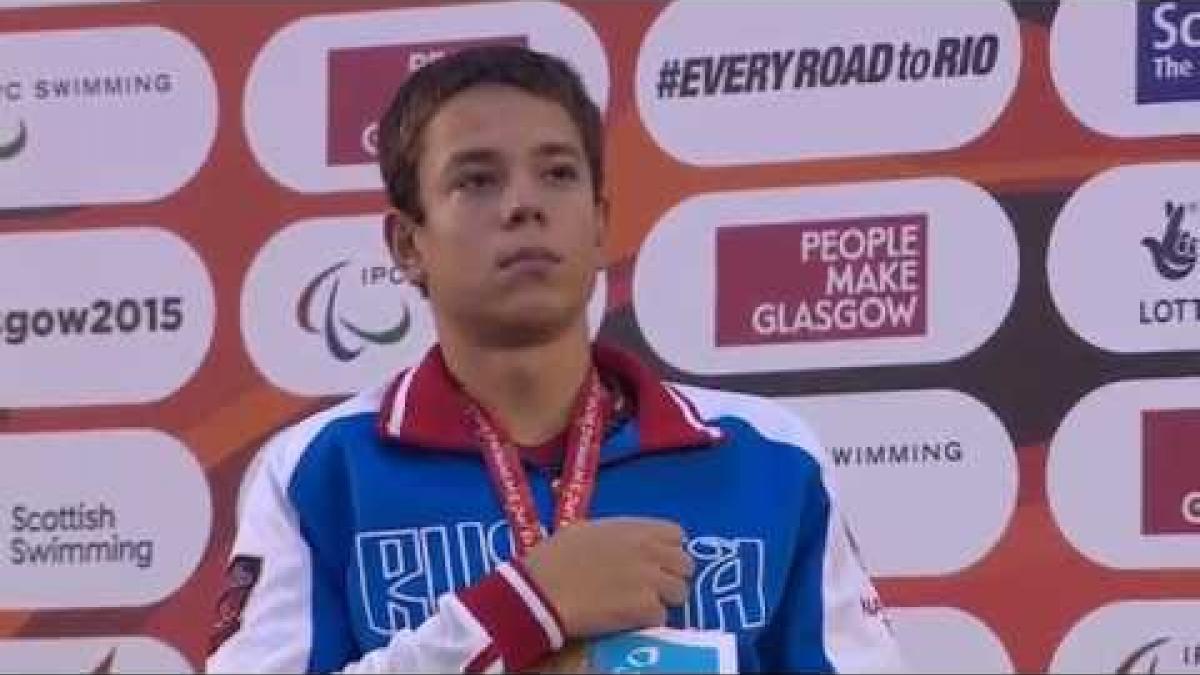 Men's 50m Backstroke S4 | Victory Ceremony | 2015 IPC Swimming World Championships Glasgow