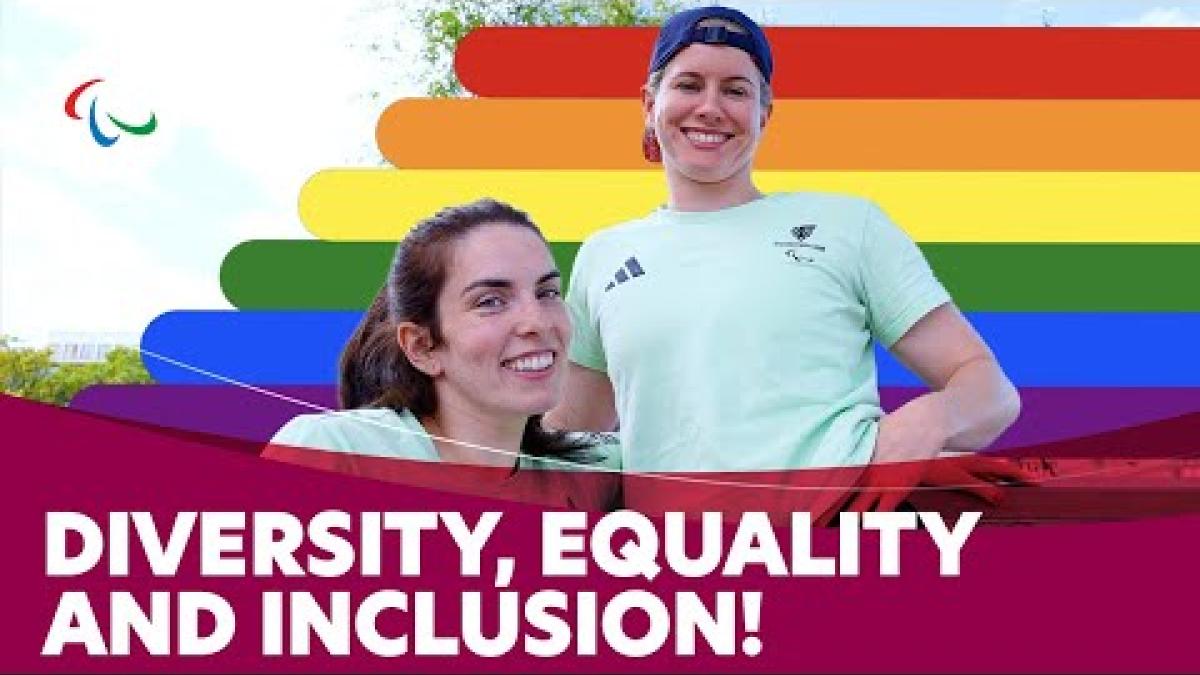 Video celebrating Pride Month, with thumbnail featuring two female athletes