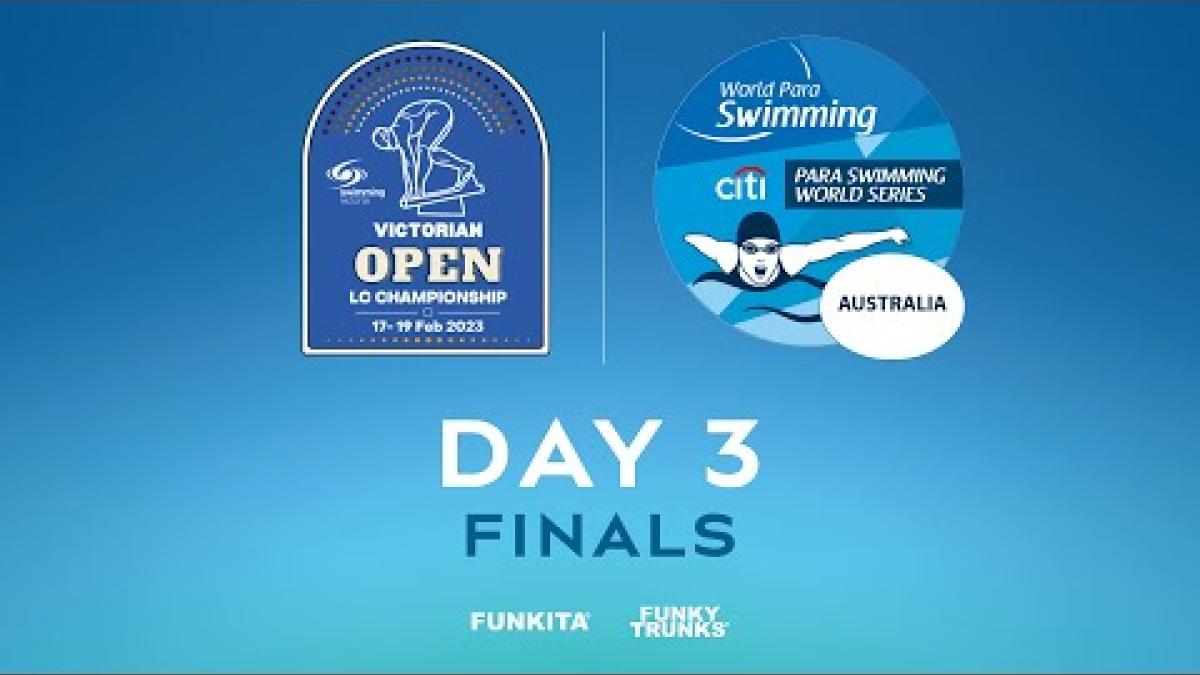 Video Thumbnail with text &quot;Citi Para Swimming World Series Australia Day 3 Finals&quot;.